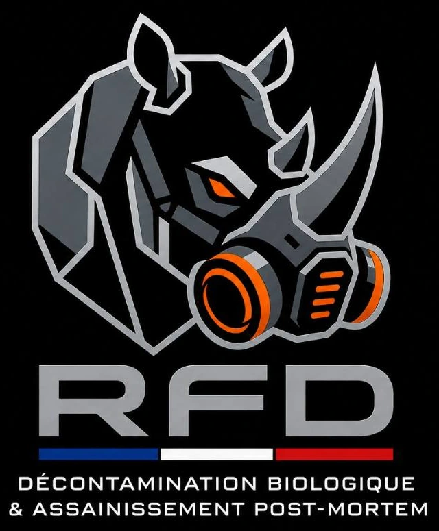 Logo original RFD, rhinocéros avec masque respiratoire
